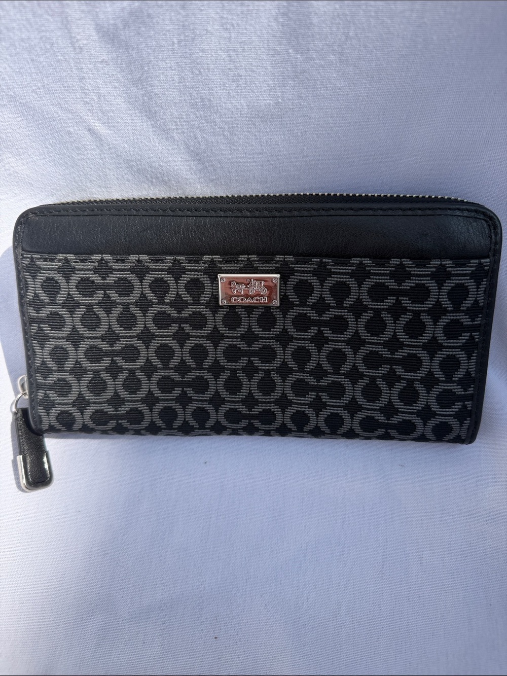 Coach Black & Dark Gray Signature Wallet